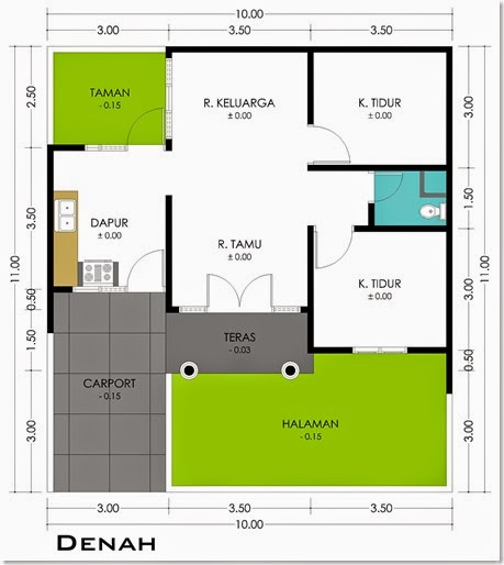 Top Contoh denah rumah minimalis ukuran 10x10 Godean web id