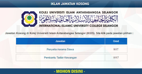 Jawatan Kosong di Kolej Universiti Islam Antarabangsa ...