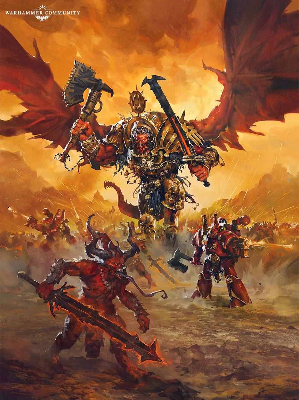 Art work of Angron with World Eater Marines