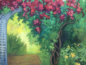 Tropical garden painting, california garden painting, portland muralist, california mural