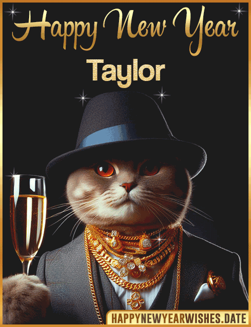 Happy New Year Cat Funny Gif Taylor