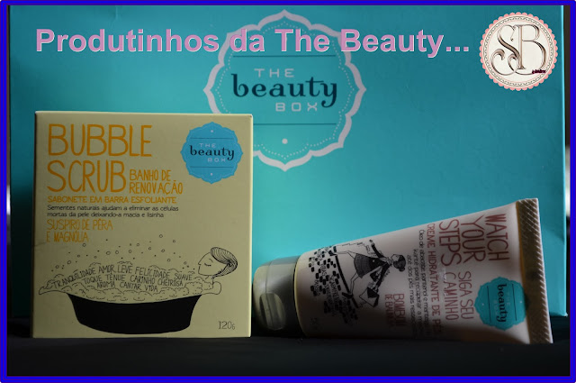 Somando Beleza, Produtinhos da The Beauty Box, Bubble Scrub, Creme para os pés de Bombom de Baunilha