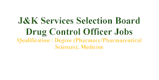 Drug Control Officer Jobs in J&K Services Selection Board