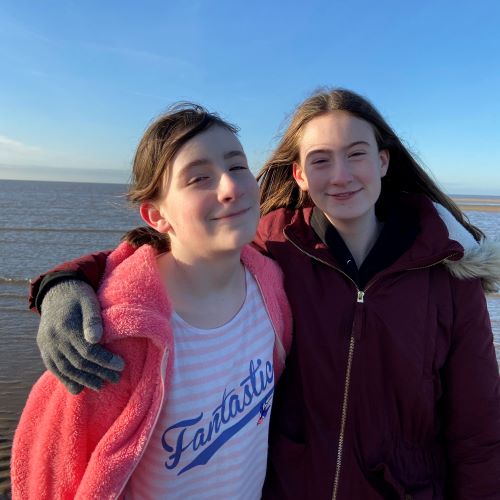 Steph's Two Girls on beach at St.Annes, December 2019