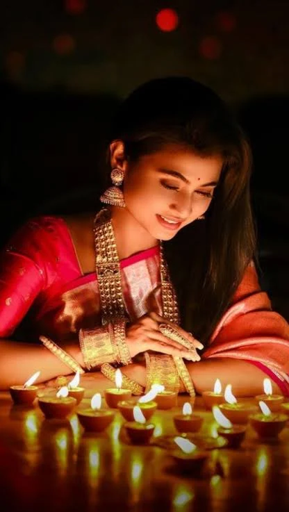 Diwali Photography ideas with Diya for girls and women