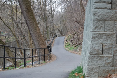 Bike trail, Wissahickon Park, near Henry Avenue Bridge.