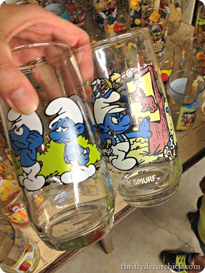 old hardees glasses smurfs