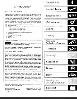 Manual Book Service Honda Accord 1987