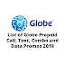 List of Globe Prepaid Call, Text, Combo and Data Promos 2018