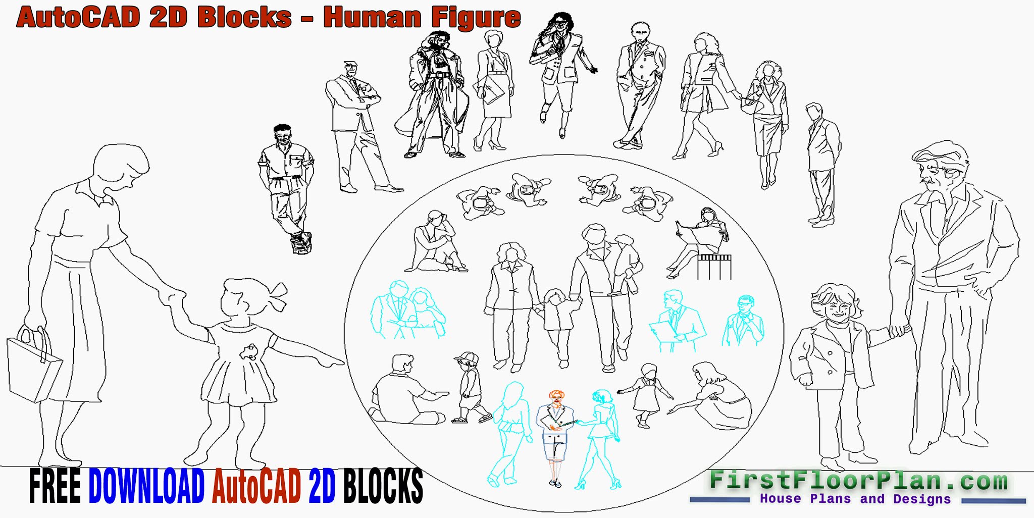 AutoCAD 2D Blocks Human Figure, AutoCAD 2D Blocks Free Download