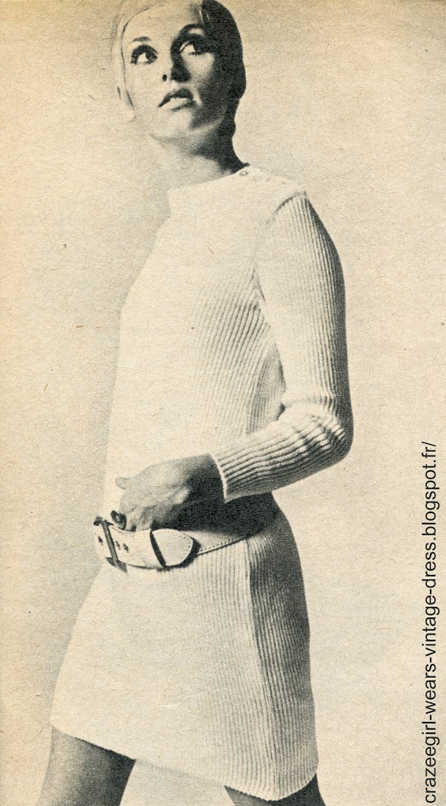    vintage knit sweater dress striped robe pull tricot rayé années 60 60s 1960 twiggy mod dralon dorothee bis busnel la bagagerie ceinture