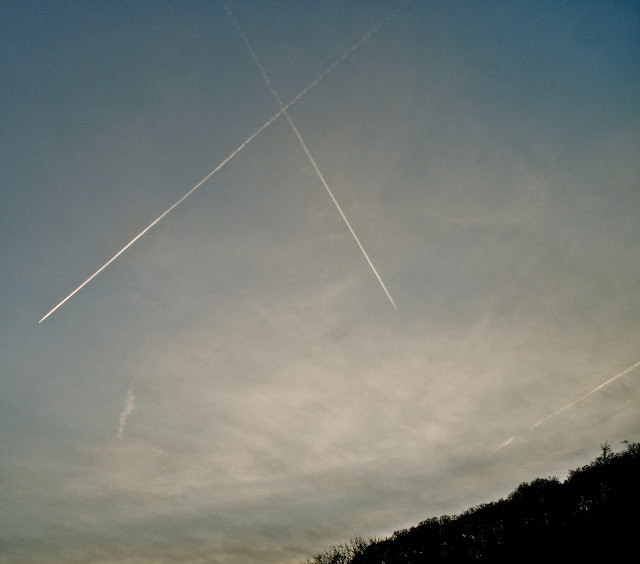 sky, jets, jet, crossroad, blue