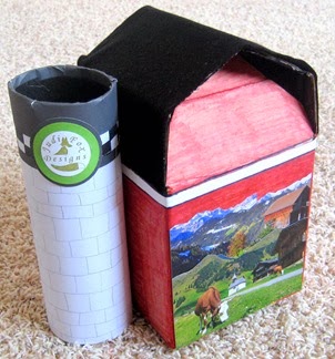 Cardboard Red Barn with Silo 7