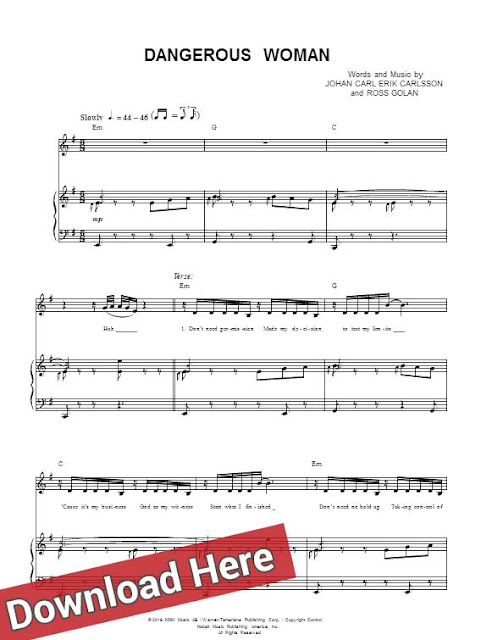 ariana grande, dangerous woman, sheet music, piano notes, score, chords, download, free, how to play, keyboard, guitar, tabs, klavier noten, tutorial, lesson