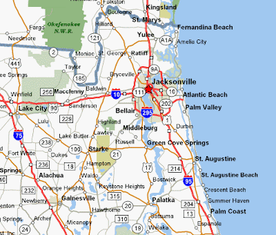 Area of Jacksonville Florida map