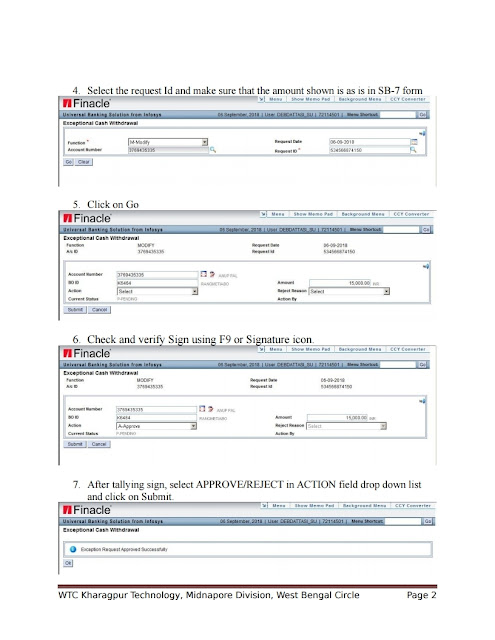 HIGH VALUE WITHDRAWAL APPROVAL AT ACCOUNT OFFICE [DARPAN-DOP FINACLE]