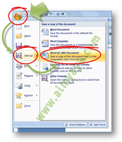 Ketika anda menciptakan dokumen di Microsoft Word  Ahli Matematika Cara Menyimpan/Konversi File Ms Word  2007 ke Ms Word 2003