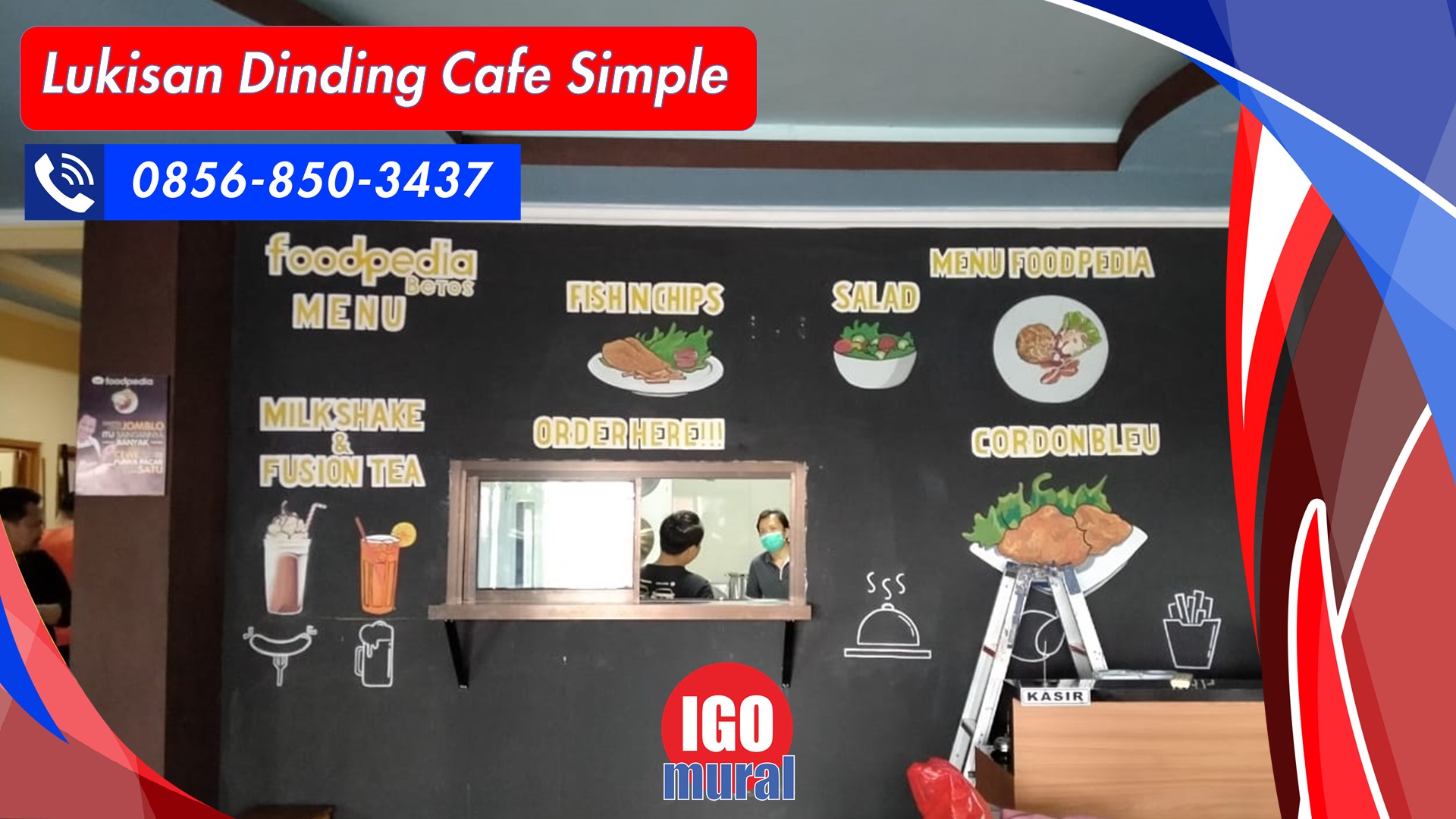 Lukisan dinding cafe simple