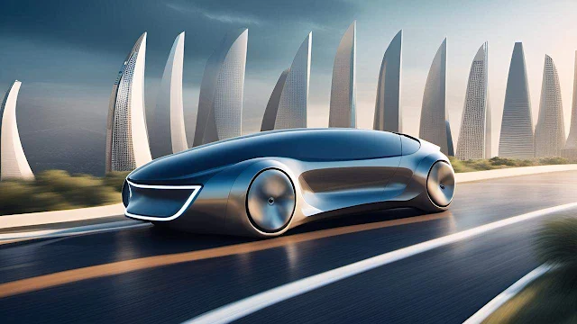 Top view diagram of in-car driverless car tech and software - Sophisticated AI and sensors enable cars to self-navigate without human drivers.