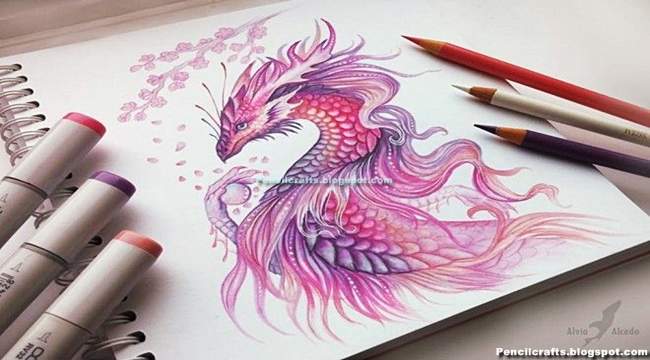 New Color Pencil Drawings Dragon