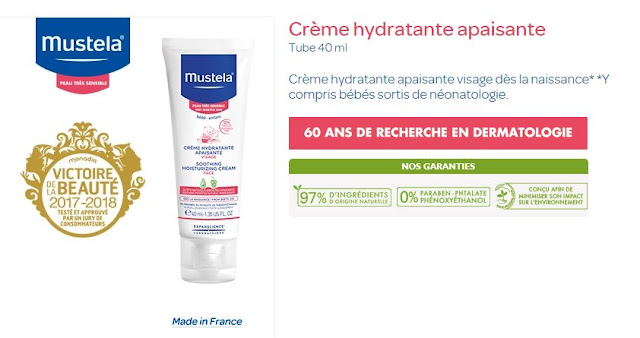 Crème hydratante apaisante Mustela peau très sensible