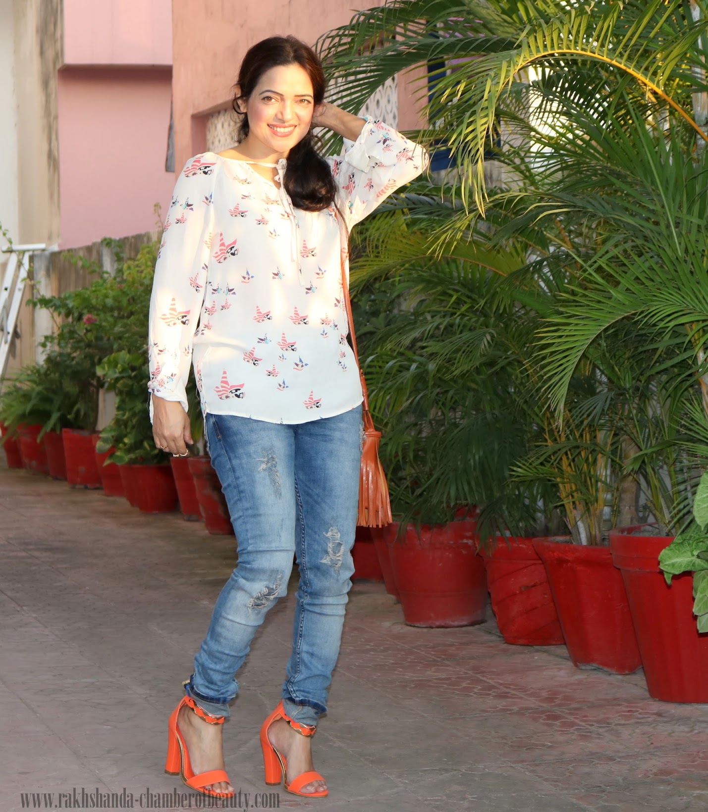 How to wear Orange in fall-OOTD, Amiclubwear Orange Strappy Chunky heels, Indian fashion blogger, Chamber of Beauty