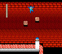 Mega Man 2 screenshot of the disappearing brick challenge in Heat Man's stage