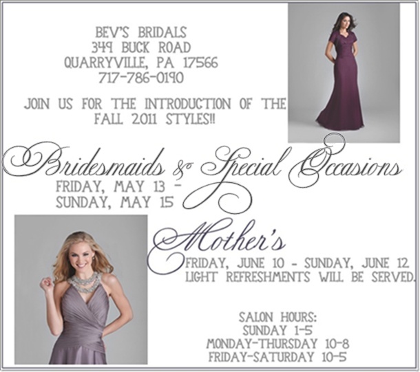 Blog Bev s Bridal  in Quarryville  PA  is hosting a special 