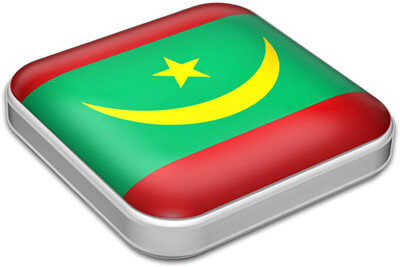 Flag of Mauritania with metallic square frame