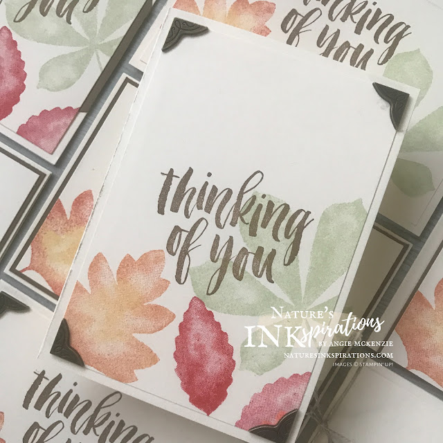 By Angie McKenzie for the Third Thursdays Blog Hop; Click READ or VISIT to go to my blog for details! Featuring the Love of Leaves and Rooted in Nature stamp sets from Stampin' Up! for creating seasonal note cards; #leaves #naturesinkspirations #seasonalcards #nature #loveofleavesstampset #rootedinnaturestampset #linenthread #antiquedcornersandslides #thanksgiving #fallcards #thinkingofyoucards #stampinup #veryvanillanotecardsandenvelopes #makingotherssmileonecreationatatime