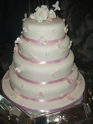 pink ribbon wedding cake