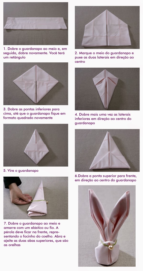 Como fazer coelho feito de guardanapo de papel ou tecido para enfeitar sua mesa na Páscoa