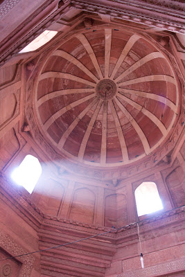 A portrait view of the light rays from multiple windows in Fatehpur Sikri