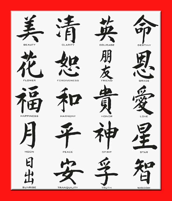 chinese tattoo symbols. chinese tattoo writing.