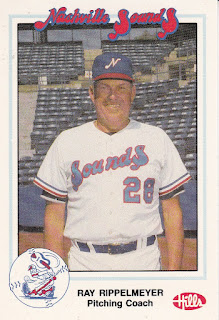 Ray Rippelmeyer 1990 Nashville Sounds card, Ripplemeyer posed standing