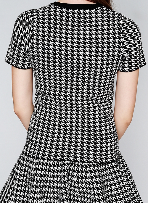 Houndstooth Knit Top and Skirt Set