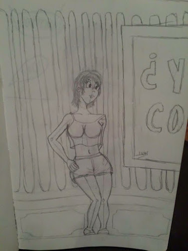 Mujer, comic, sexy, parque