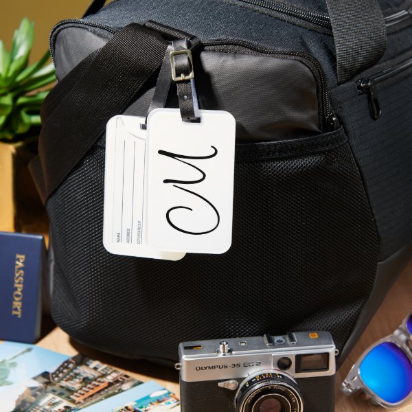 Customizable Solid White Luggage Tag