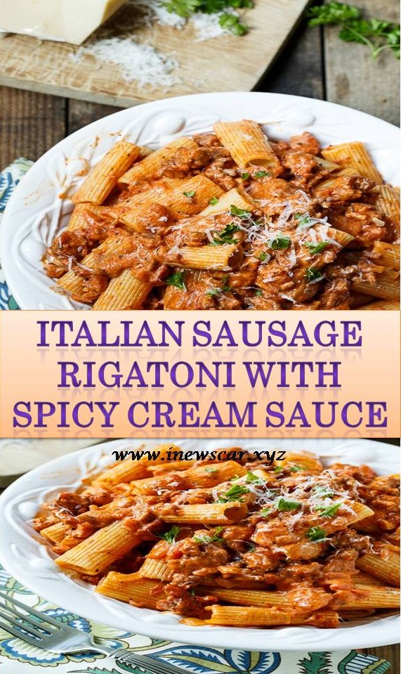 Italian Sausage Rigatoni in Spicy Cream Sauce makes an easy weeknight meal. The sauce has the perfect balance between tomatoes and cream.