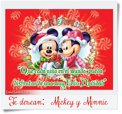 Mikey y Mimie con gorros de navidad