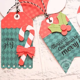 Sunny Studio Stamps: Santa's Stocking Build-A-Tag Petite Poinsettias Christmas Tags and Cards by Lexa Levana