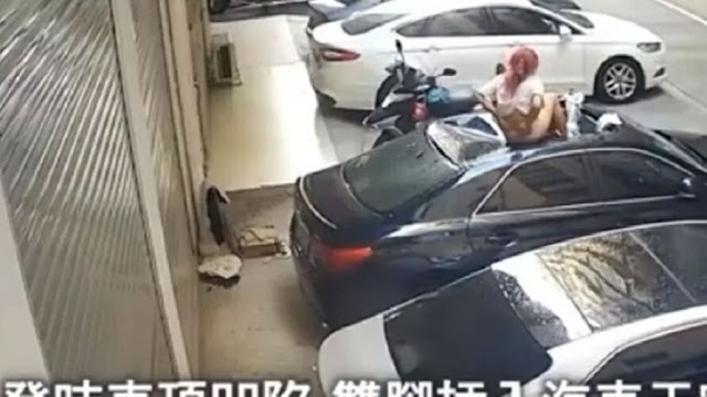 Vídeo: mulher cai da varanda durante sexo e destrói carro