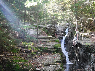 Matt at Fall Of Avalon Cascade along A-Z Trail on Mt Avalon, NH