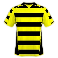 Desain Jersey Bola Futsal Kuning Bergaris Hitam