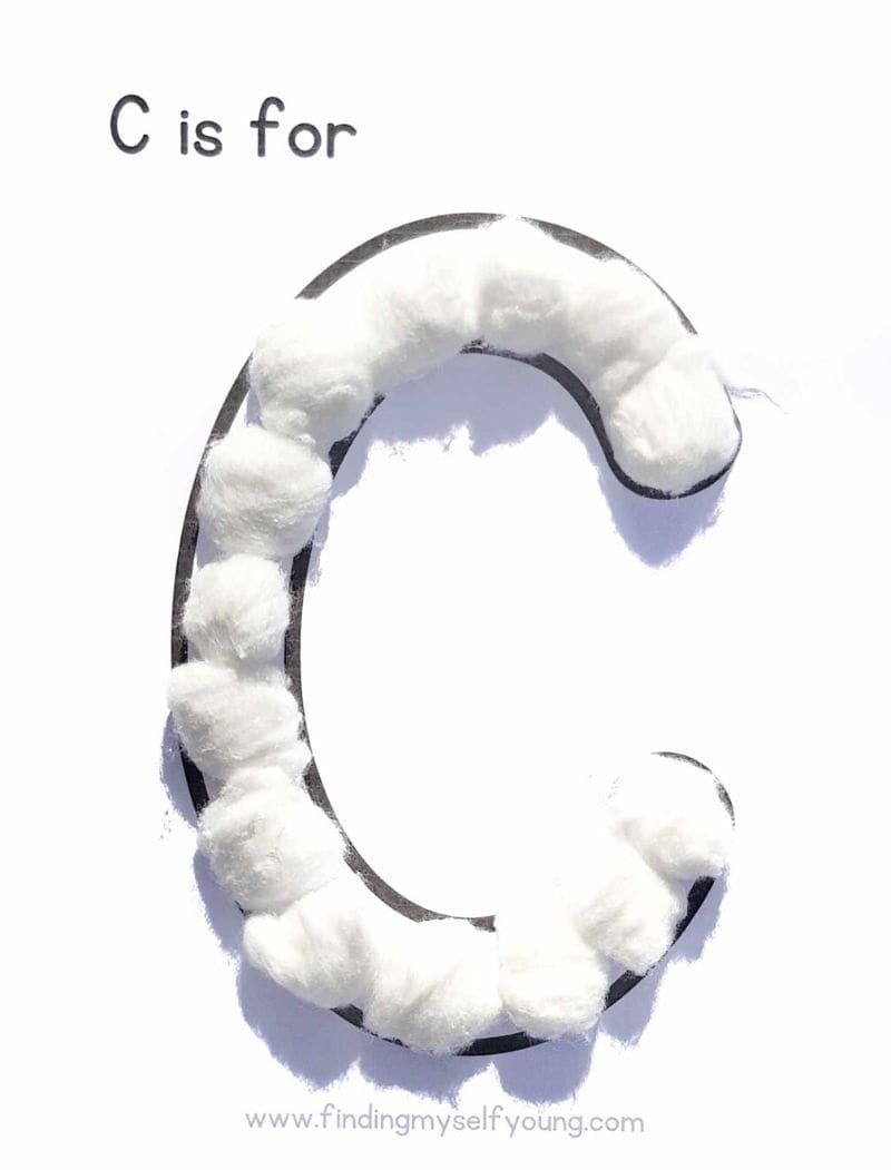 c is for cloud cotton ball craft