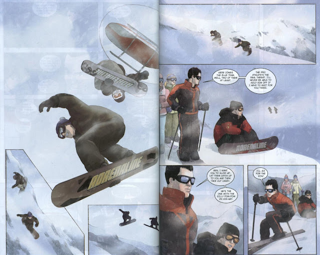 The 'Snow Job' cue from A View to a Kill is the perfect score music for Adrenaline's snowboarding sequence.