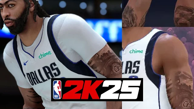 NBA 2K25 Anthony Davis Cyberface & Arm and Leg Tattoos