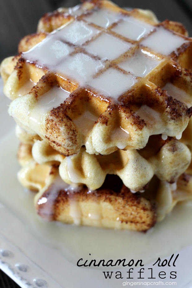 Cinnamon Roll Waffles at Gingersnapcrafts.com #breakfast #recipe