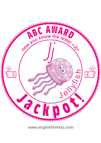 Printable award for ABC learning -- letter j is for jellyfish