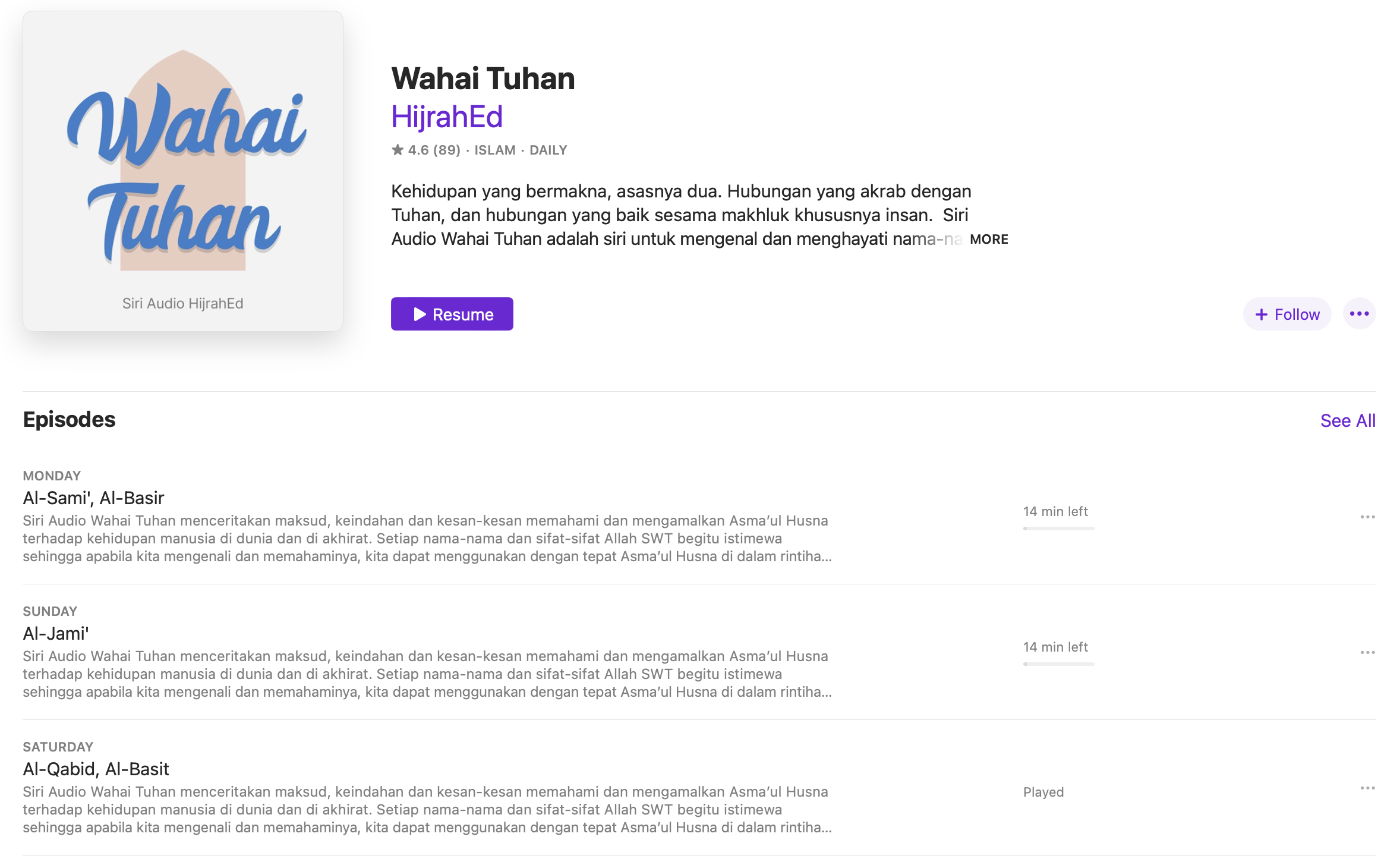 apple podcast Islamic content
